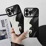 Retro Black White Waves Big Windows Shockproof Soft Case With Lens Protection For iPhone 15 14 13 12 series