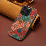 Retro Flower Leather Protective Soft Case for iPhone 15 14 13 12 series