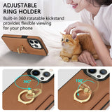 Ring Holder Card Slot Leather Wallet Case for iPhone 15 14 13 12 series