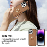 Ring Holder Card Slot Leather Wallet Case for iPhone 15 14 13 12 series