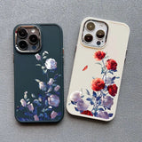 Rose Flowers Shockproof Silicone Case For iPhone 15 14 13 12 series