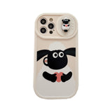 Sheep Shawn Snow Slide Camera Lens Protection Couple Case For iPhone 14 13 12 series