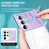 Slide Camera Lens Cap Transparent Shockproof Armor Case For Samsung Galaxy S23 S22 series