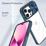 Slide Camera Lens Protection Bumper Shockproof Clear Hard PC Case For iPhone 15 14 13 12 series