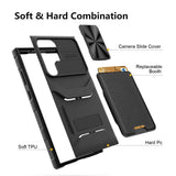 Slide Card Holder Camera Protection Leather Soft Silicone Armor Case For Samsung S23 series