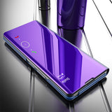 Smart Mirror Flip Magnetic View Screen Stand Leather Full Protection Case For Samsung Galaxy Z Fold 5 4 3 series