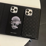 Fashion Black Case With Skull Rose Snake Pattern For iPhone 14 13 12 series