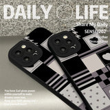 Square Grid Love Heart Shockproof Soft Case For iPhone 14 13 12 series