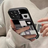 Square Grid Love Heart Shockproof Soft Case For iPhone 14 13 12 series