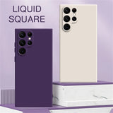 Solid Color Square Liquid Silicone Case For Samsung S23 S22 S21 Ultra Plus