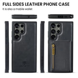 Wireless Charging Magnetic Card Holder Leather Wallet Case For Samsung Galaxy S24 S23 S22 series