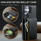 Wireless Charging Magnetic Card Holder Leather Wallet Case For Samsung Galaxy S24 S23 S22 series