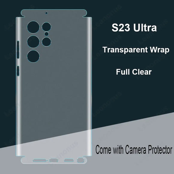 Transparent Clear Wrap Protector Film Cover Frosted Edge Stickers for Samsung Galaxy S23 S22 Ultra