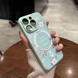 Trendy Printing Magnetism Blossoms Case For iPhone 14 13 12 series