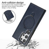 PU Leather Magnetic MagSafe Case with Ring Stand For Samsung Galaxy S24 S23 S22 Ultra Plus