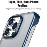 Ultra Thin Borderless Ring Holder Folding Bracket Matte Transparent Hard TPU Case For iPhone 15 14 13 12 series