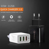 Universal Quick Charge 30W Adapter USB EU US Charger for iPhone Samsung Huawei
