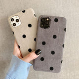 Cloth Texture Love Heart Wave Point Soft Warm PU Case For iPhone 11 Pro Max