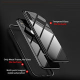 Magnetic Case for iPhone XR XS MAX X 8 Plus + Metal Tempered Glass