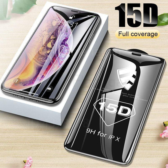 15D Protective Glass Full Cover For iPhone 6 6s 7 8 plus XR X XS