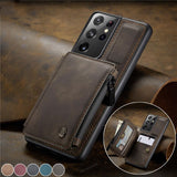 Zipper Wallet Card Cover Flip Leather Case For Samsung Galaxy S22 S21 S20 Note 20 Series