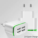 4 Ports 5V 2.1A Smart Travel USB Charger Adapter for iPhone Samsung
