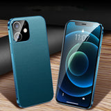 Hidden Buckle 360 Degree Full Protect PU Leather Tempered Glass Meta Case for iPhone 12 Series