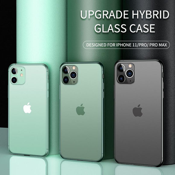 Luxury Ultra Thin Transparent Glass Heavy Duty Protection Case For iPhone 11 Series