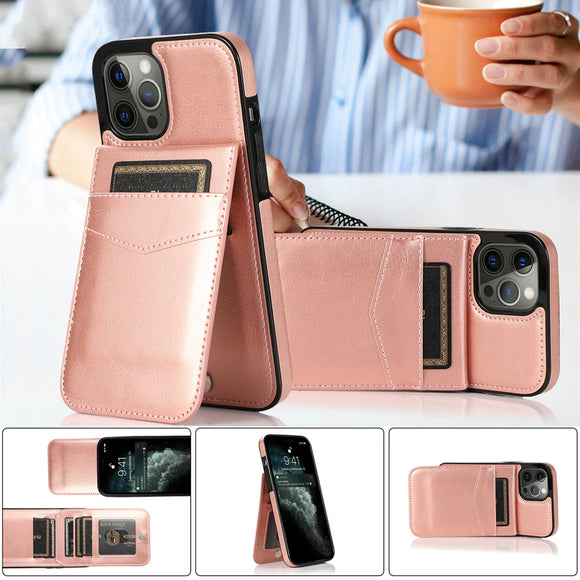 Luxury Leather Card Holder StanCase For iPhone 13 12 11 Series