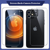 3 in 1 Tempered Glass Case Screen Protector & Camera Lens Film Glass For iPhone 12 Series