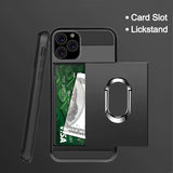 Fabulous Slide Card Slot Ring Holder Case For iPhone 13 12 11 Series