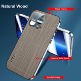 Alloy Metal Frame HD Screen Protector Wooden Back Cover Full Camera Camera Protector Case for iPhone 13 Series