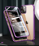 360 Metal Bumper Tempered Glass Magnetic Case Camera Lens Protector For iPhone 12 11 Series