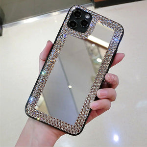 Luxury Fashion Diamond Glitter Bling Makeup Mirror Phone Case for iPhone 12 11 Series
