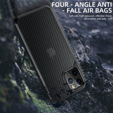 Clear Crystal Carbon Fiber Texture Durable Hybrid Soft TPU Bumper + Hard PC Back Cover Case for iPhone 12 Series