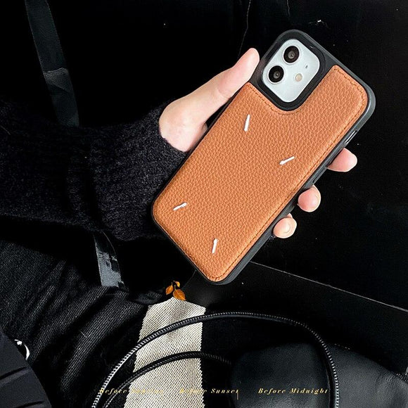 Fashion Ins Embroidery Lychee Pattern Leather Case for iPhone 12 11 Series