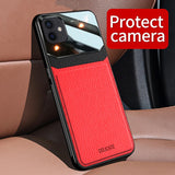 PU Leather Glass Back Cover Shockproof Case for iPhone 12 Series