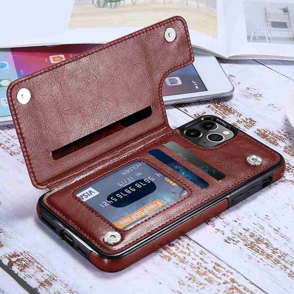 Retro Leather Multi Card Holder Wallet Case For iPhone 12 Series