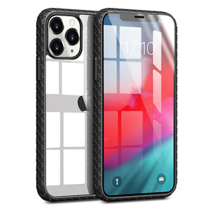 Soft Weave Silicone Frame Clear Acrylic Phone Case For iPhone 11 Series