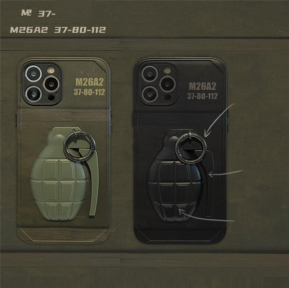 Funny 3D Grenade Ring Phone Case For iPhone 12 11 Series