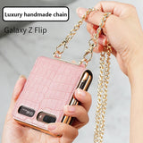 Luxury Mirror Makeups Case with Chain Strap for Samsung Z Flip 5G
