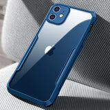 Luxury Metal Transparent Back Cover Heavy Duty Protection Waterproof Case for iPhone 12 Series