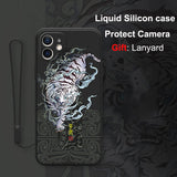 Liquid Silicone Camera Protector Tiger Pattern Case for iPhone 13 12 11 Series