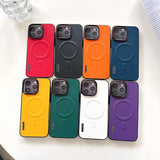 Vegan Leather Magsafe Elegant Solid Color TPU Matte Case For iPhone 15 14 13 12 series