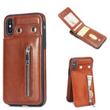 Vintage Leather Zipper Wallet Case For iPhone 6 6s Plus 7 8 Plus X