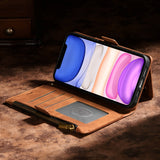 Wallet Leather Zipper Flip Book Case For iPhone 14 13 12 series