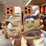 Watercolor Silicone Painting Pattern Case For iPhone 14 13 12 series