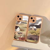 Watercolor Silicone Painting Pattern Case For iPhone 14 13 12 series