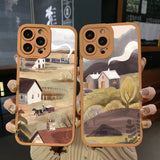 Watercolor Silicone Painting Pattern Case For iPhone 14 13 12 series
