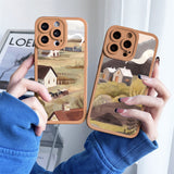 Watercolor Silicone Painting Pattern Case For iPhone 14 13 12 series